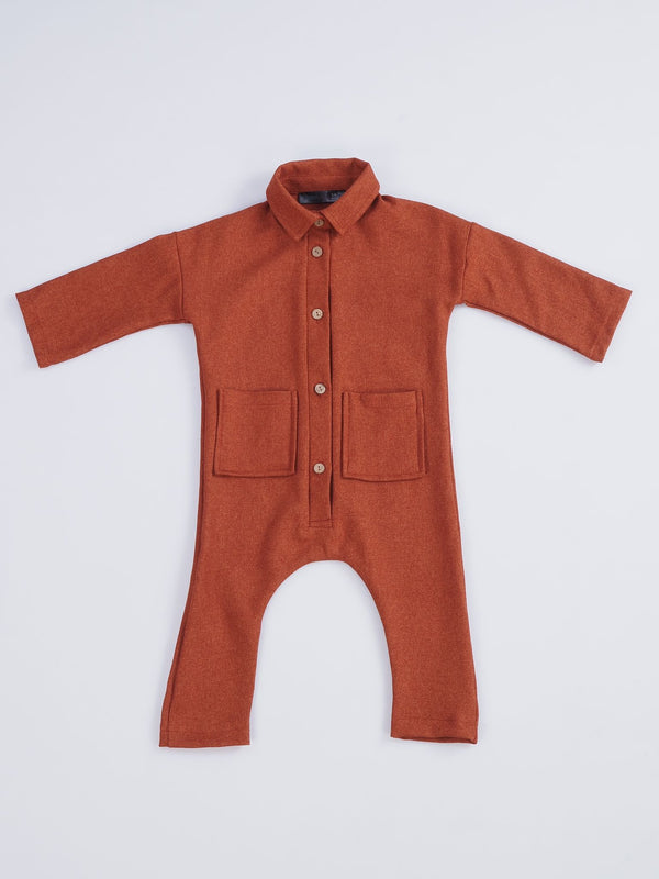 ORANGE UNISEX BUTTON POCKET DETAILS OVERALLS | Kids Clothes & Baby Clothes